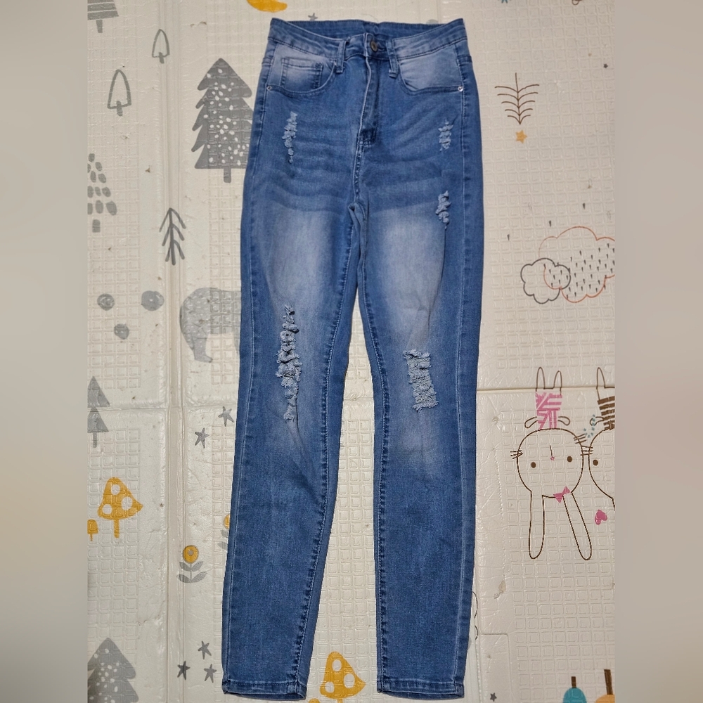 SHEIN Blue Distressed Jeans